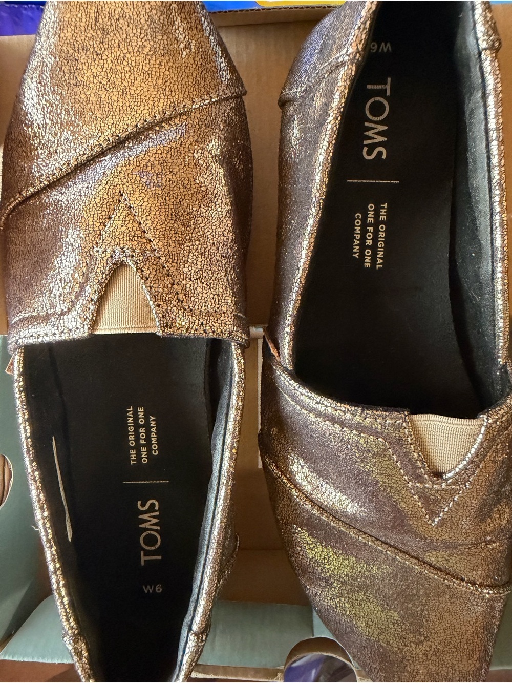TOMS Metallic Bronze Slip-On Flats
